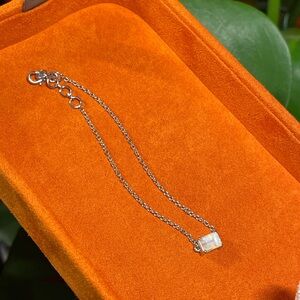 Sterling Silver Bracelet With Natural Moonstone Adjustable Length 6.75-7.5 Inch